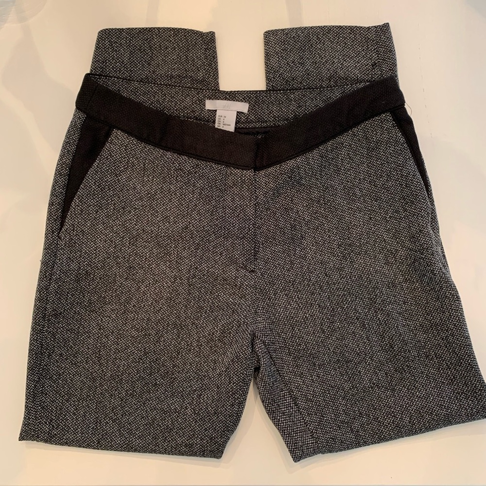 H&M Charcoal Tweed Skinny Leg Dress Pants